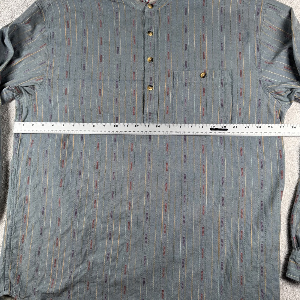 The Territory Ahead Henley Shirt Mens XXLT Blue Striped Grandad Collar XXL Tall - Picture 6 of 10